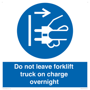 Do not leave forklift truck on charge overnight